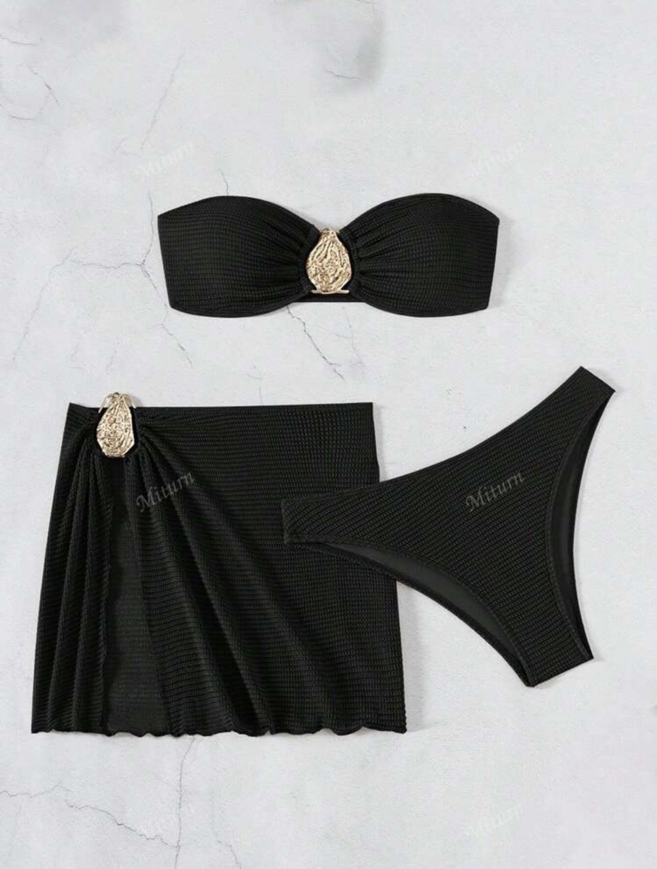 Set costum de baie doua piese cu fusta - imagine 2