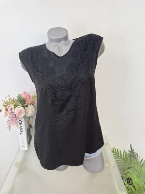 Tricou negru cu dantela Guess XS
