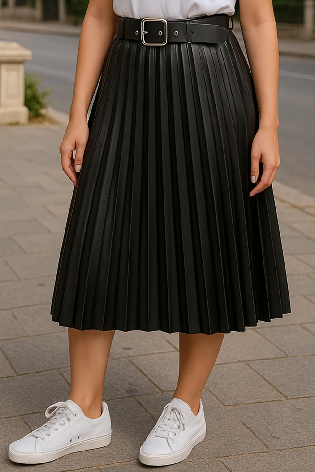 Fusta piele eco plisata - imagine 2