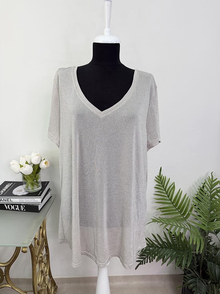 Tricou transparent cu fire stralucitoare Kiabi XXL