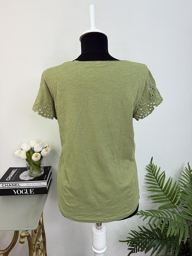 Tricou cu maneci brodate Esprit S - imagine 2