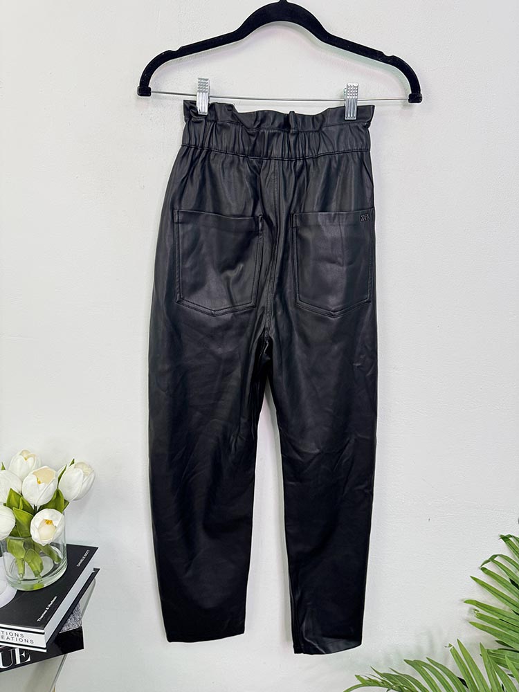 Pantaloni imitatie piele Zara 32 - imagine 2