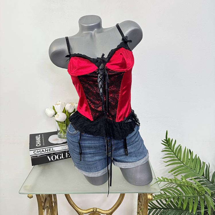 Corset satinat cu portjartier Exposed S