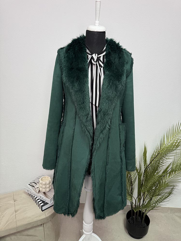 Palton lung cu interior inblanit imitatie piele Liu Jo 42