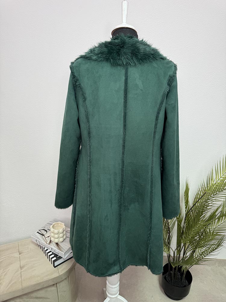 Palton lung cu interior inblanit imitatie piele Liu Jo 42 - imagine 2