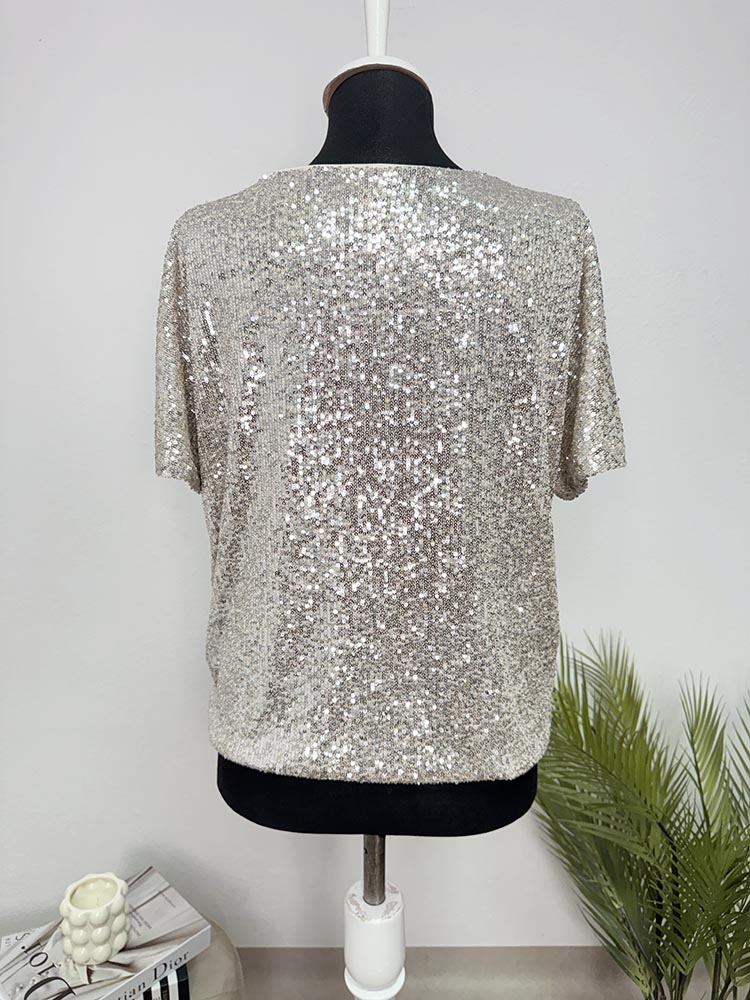 Tricou calitativ cu paiete H&M S - imagine 2