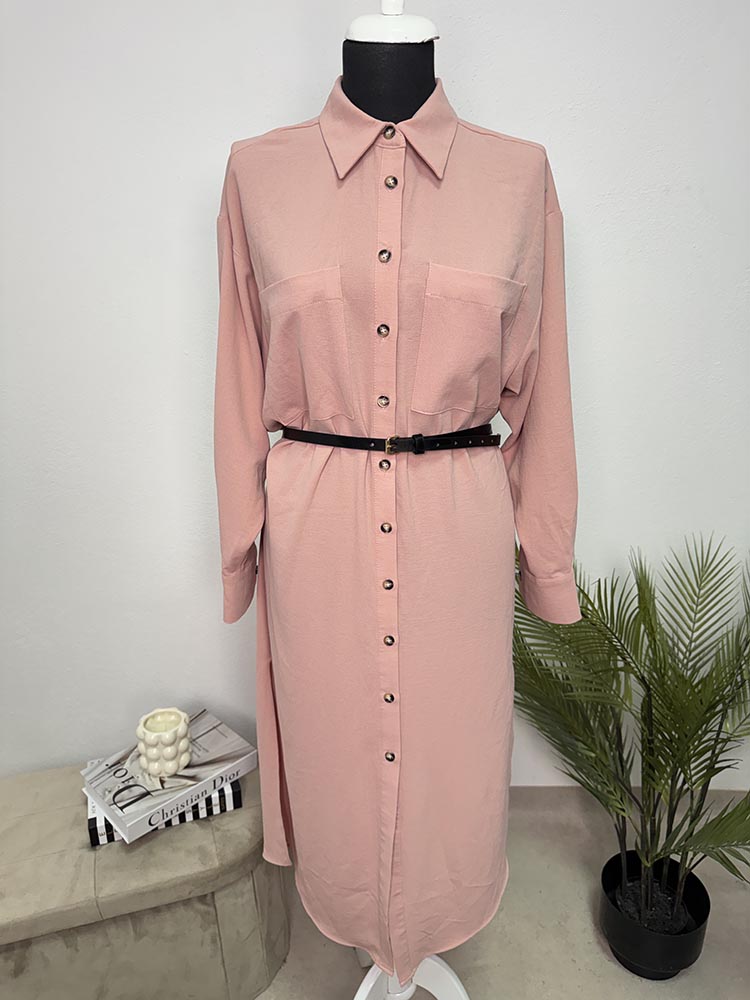Rochie calitativa tip camasa cu curea inclus Zara S