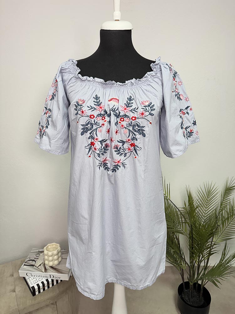 Rochie calitativa cu broderie bumbac Amisu 34