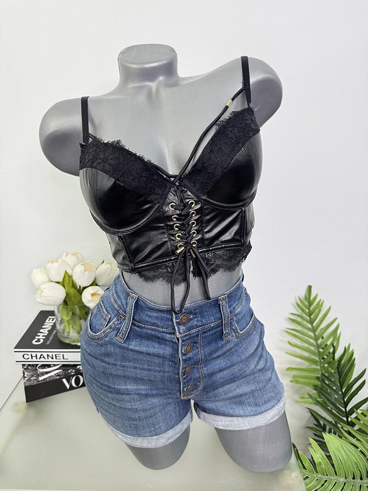Sutien cu burete imitatie piele Ensored 75B