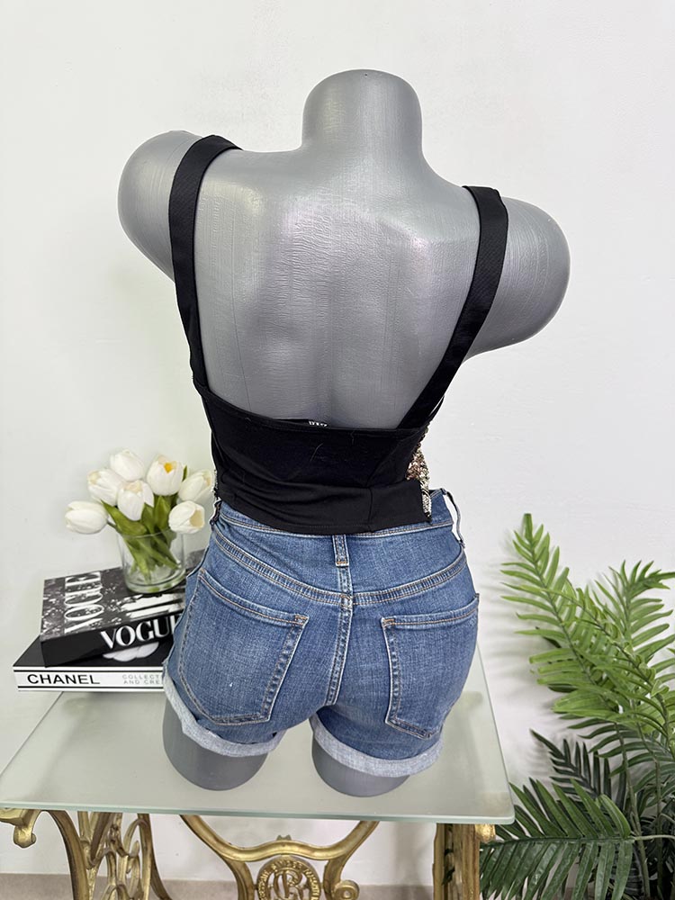 Top cu strasuri si margele Zara S - imagine 2