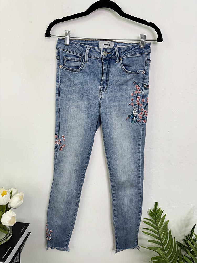 Blugi elastici skinny cu broderie New Look 38
