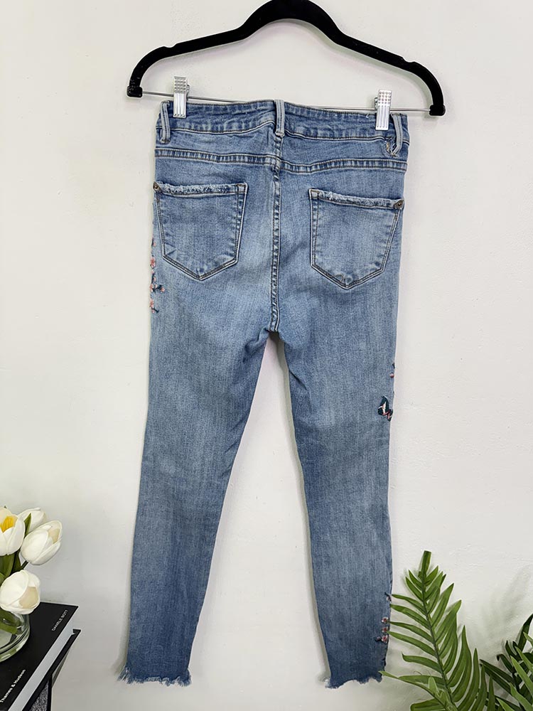 Blugi elastici skinny cu broderie New Look 38 - imagine 2