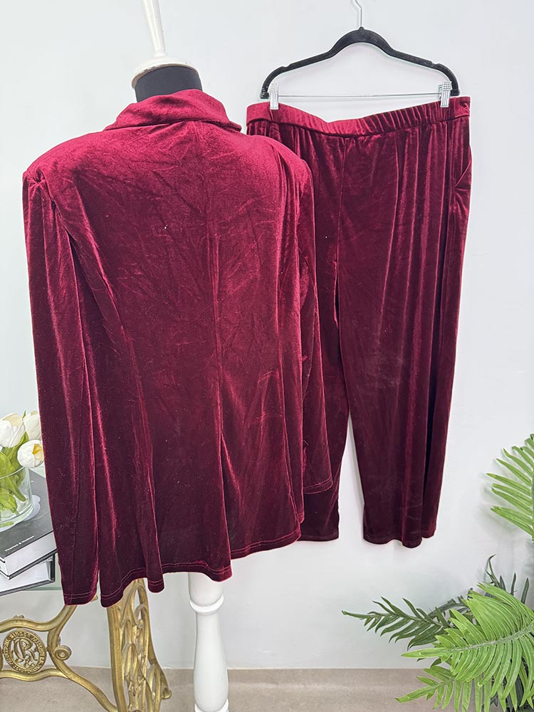 Costum catifea cu pernite la umar Shein 2xl - imagine 2