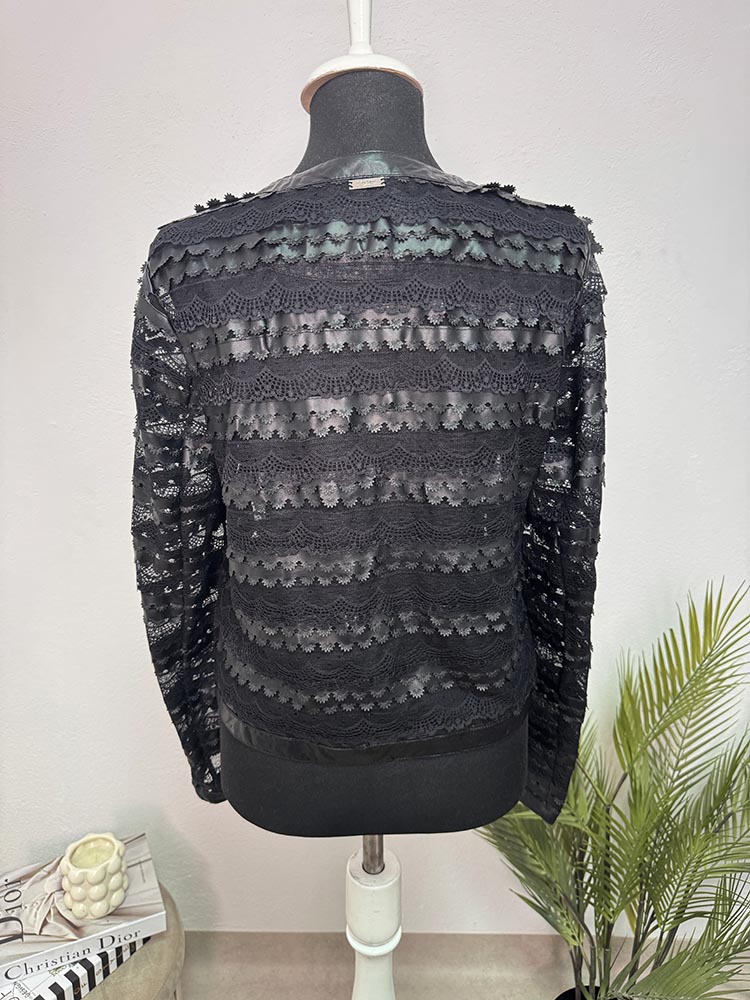 Cardigan calitativ,din dantela si piele ecologica Camomilla 38 - imagine 2