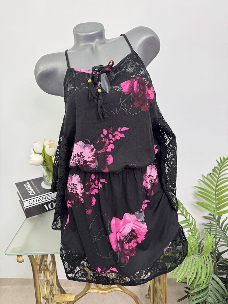 Rochie cu elastic in talie si maneci dantela BPC 36