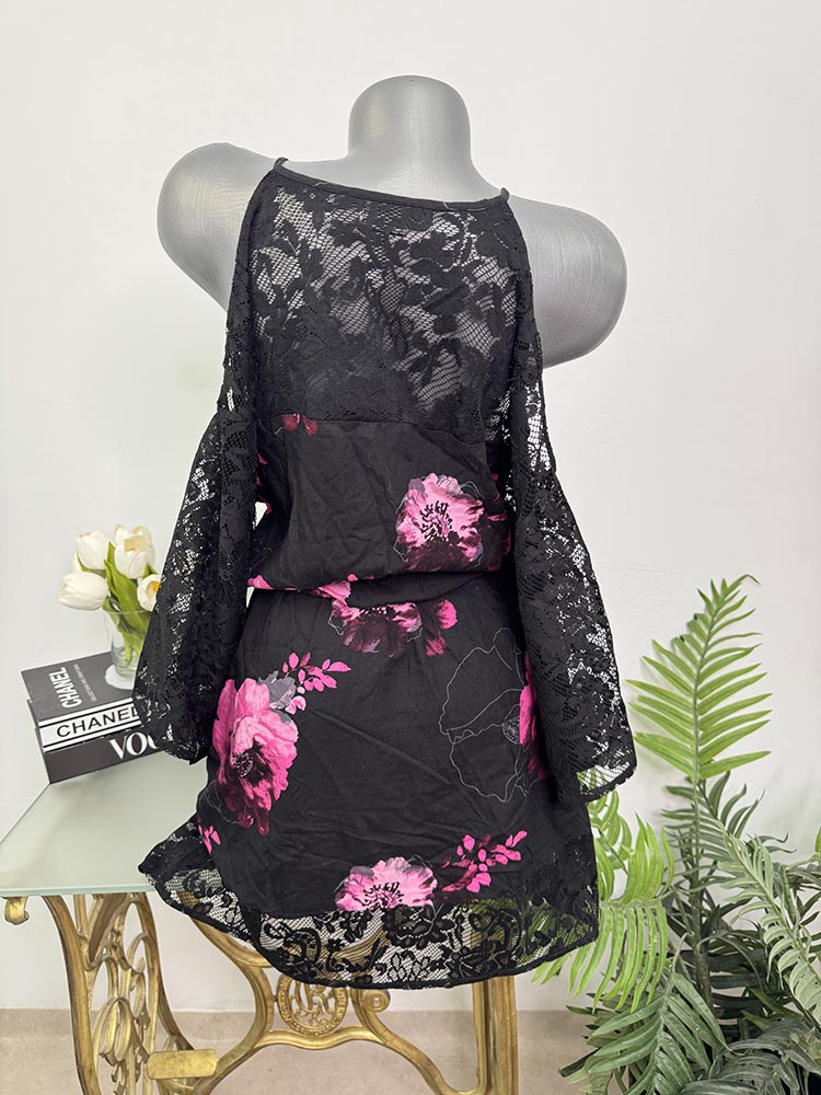 Rochie cu elastic in talie si maneci dantela BPC 36 - imagine 2