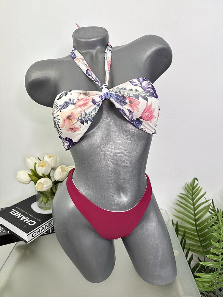 Costum de baie doua piese sutien cu burete H&M 38