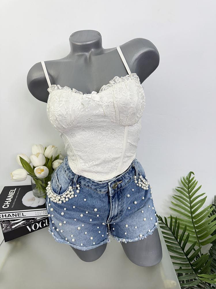 Pantaloni scurti blugi cu margele Viva couture 40