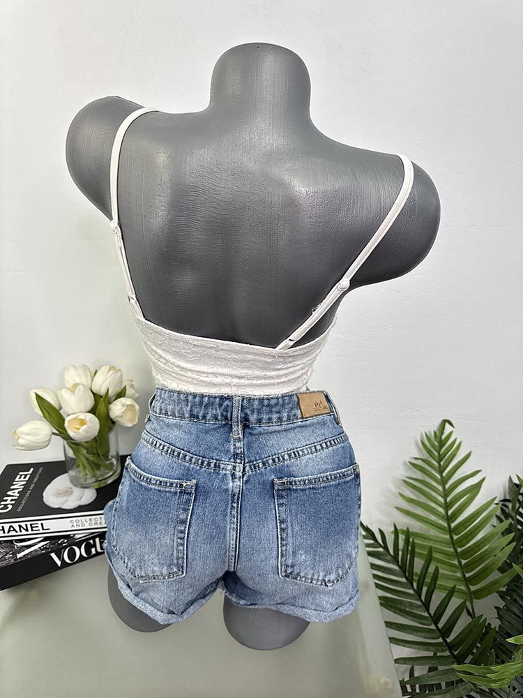 Pantaloni scurti blugi cu margele Viva couture 40 - imagine 2
