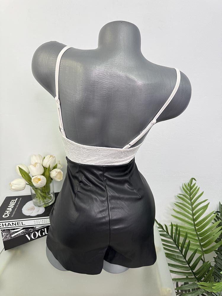 Pantaloni scurti imitatie piele Amisu 32 - imagine 2