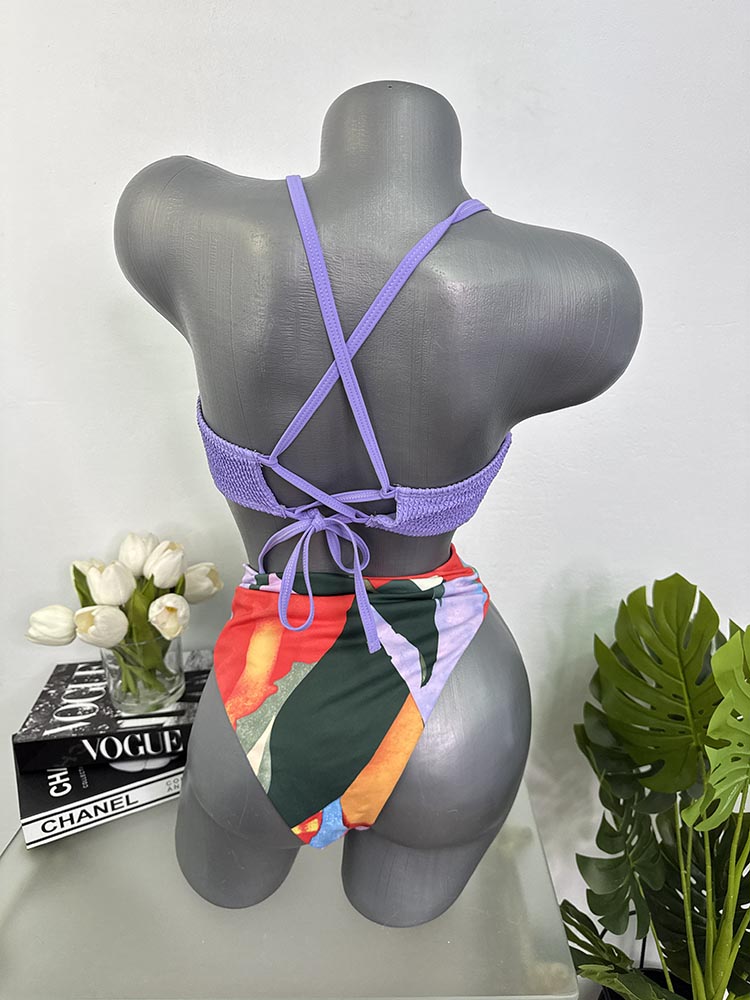 Costum de baie doua piese sutien fara burete sutien 12 cam S-M slip L - imagine 2