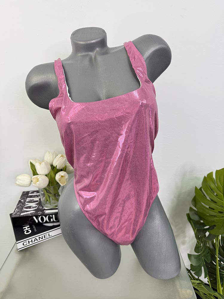 Costum de baie stralucitor intreg cu maneci sutien fara burete Pretty Little Thing 42