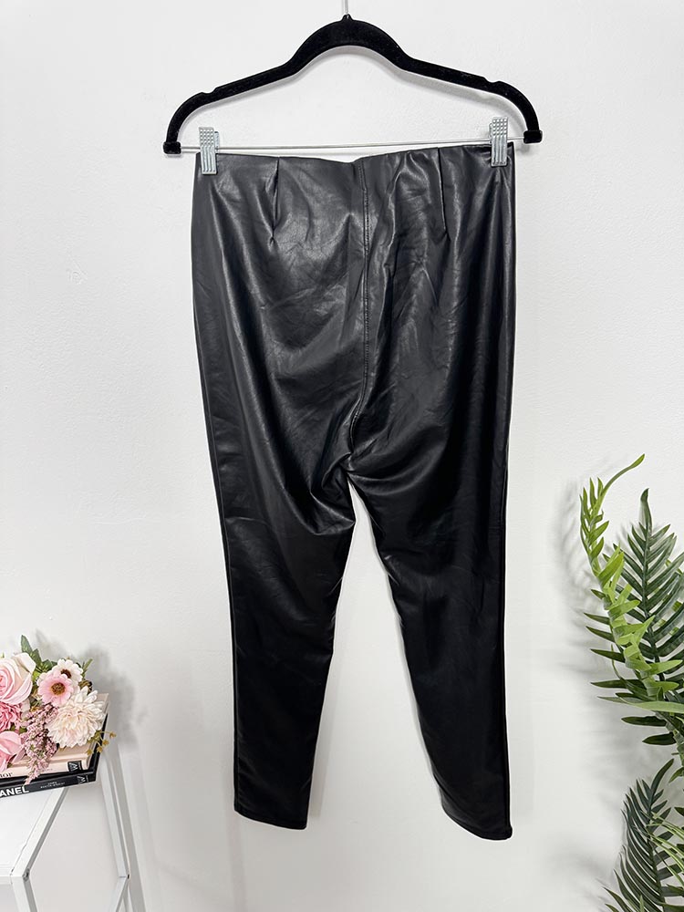 Pantaloni nou imitatie piele H&M M - imagine 2